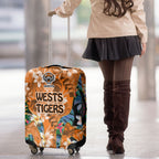 Wests Tigers Luggage Cover Tropical Hibiscus Floral Pattern With Orange And Black Accents