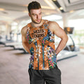 Wests Tigers Men Tank Top Tropical Hibiscus Floral Pattern With Orange And Black Accents