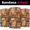 Wests Tigers Neck Gaiter Tropical Hibiscus Floral Pattern With Orange And Black Accents
