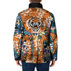 Wests Tigers Padded Jacket Tropical Hibiscus Floral Pattern With Orange And Black Accents