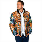 Wests Tigers Padded Jacket Tropical Hibiscus Floral Pattern With Orange And Black Accents