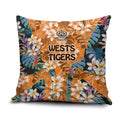 Wests Tigers Pillow Cover Tropical Hibiscus Floral Pattern With Orange And Black Accents