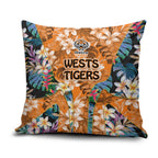 Wests Tigers Pillow Cover Tropical Hibiscus Floral Pattern With Orange And Black Accents