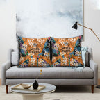 Wests Tigers Pillow Cover Tropical Hibiscus Floral Pattern With Orange And Black Accents