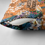 Wests Tigers Pillow Cover Tropical Hibiscus Floral Pattern With Orange And Black Accents
