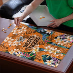 Wests Tigers Puzzle Tropical Hibiscus Floral Pattern With Orange And Black Accents