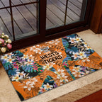 Wests Tigers Rubber Doormat Tropical Hibiscus Floral Pattern With Orange And Black Accents