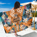 Wests Tigers Sarong Tropical Hibiscus Floral Pattern With Orange And Black Accents