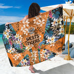 Wests Tigers Sarong Tropical Hibiscus Floral Pattern With Orange And Black Accents