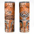 Wests Tigers Skinny Tumbler Tropical Hibiscus Floral Pattern With Orange And Black Accents
