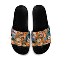 Wests Tigers Slide Sandals Tropical Hibiscus Floral Pattern With Orange And Black Accents