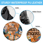 Wests Tigers Spare Tire Cover Tropical Hibiscus Floral Pattern With Orange And Black Accents