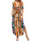 Wests Tigers Summer Maxi Dress Tropical Hibiscus Floral Pattern With Orange And Black Accents