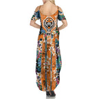Wests Tigers Summer Maxi Dress Tropical Hibiscus Floral Pattern With Orange And Black Accents
