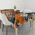 Wests Tigers Tablecloth Tropical Hibiscus Floral Pattern With Orange And Black Accents