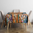 Wests Tigers Tablecloth Tropical Hibiscus Floral Pattern With Orange And Black Accents