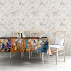 Wests Tigers Tablecloth Tropical Hibiscus Floral Pattern With Orange And Black Accents