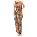 Wests Tigers Tank Maxi Dress Tropical Hibiscus Floral Pattern With Orange And Black Accents