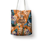 Wests Tigers Tote Bag Tropical Hibiscus Floral Pattern With Orange And Black Accents