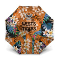 Wests Tigers Umbrella Tropical Hibiscus Floral Pattern With Orange And Black Accents