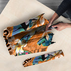 Wests Tigers Umbrella Tropical Hibiscus Floral Pattern With Orange And Black Accents