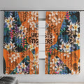 Wests Tigers Window Curtain Tropical Hibiscus Floral Pattern With Orange And Black Accents