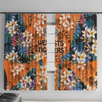 Wests Tigers Window Curtain Tropical Hibiscus Floral Pattern With Orange And Black Accents