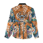 Wests Tigers Women Casual Shirt Tropical Hibiscus Floral Pattern With Orange And Black Accents