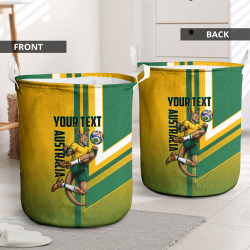 Personalized Australia Soccer Kangaroo Laundry Basket Australia Flag Athletic Mascot Boxing Kangaroo