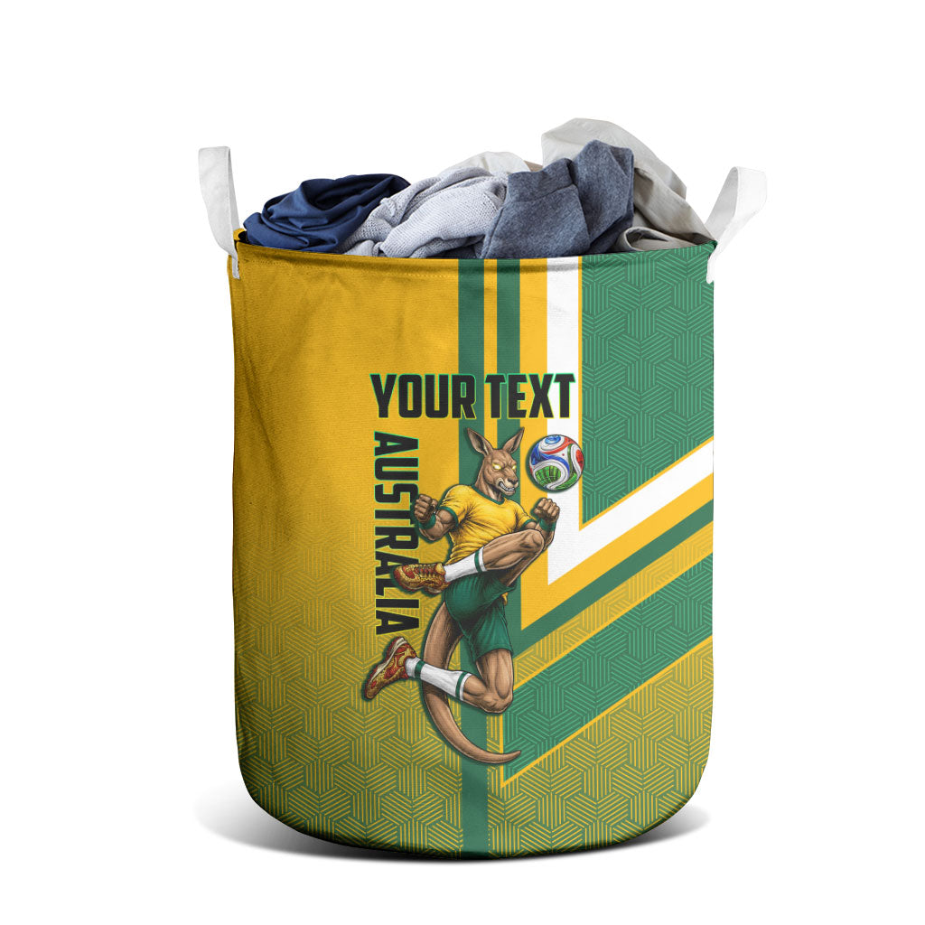 Personalized Australia Soccer Kangaroo Laundry Basket Australia Flag Athletic Mascot Boxing Kangaroo