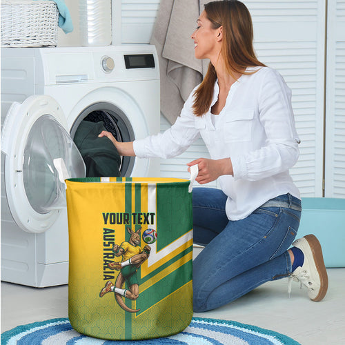 Personalized Australia Soccer Kangaroo Laundry Basket Australia Flag Athletic Mascot Boxing Kangaroo