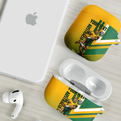 Personalized Australia Soccer Kangaroo AirPods Case Australia Flag Athletic Mascot Boxing Kangaroo