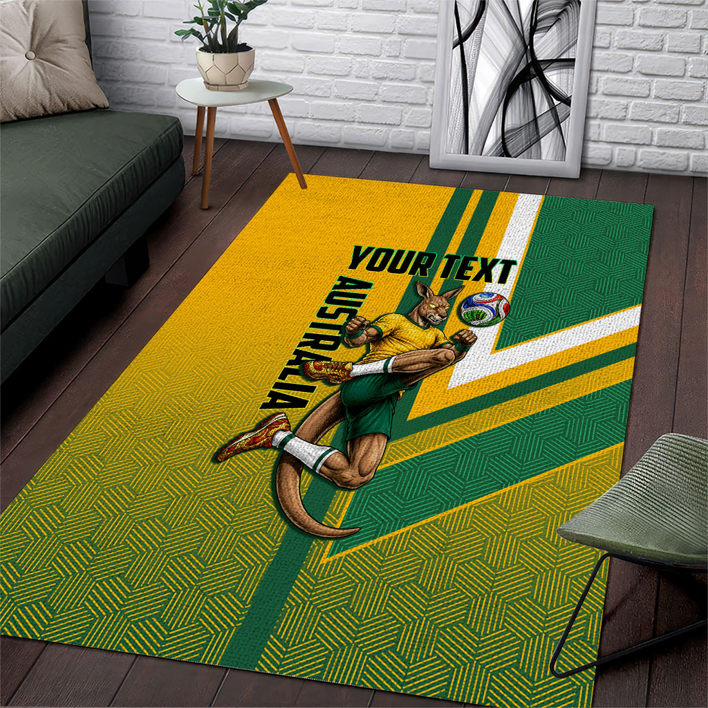 Personalized Australia Soccer Kangaroo Area Rug Australia Flag Athletic Mascot Boxing Kangaroo