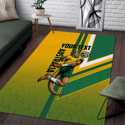 Personalized Australia Soccer Kangaroo Area Rug Australia Flag Athletic Mascot Boxing Kangaroo