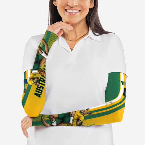Personalized Australia Soccer Kangaroo Arm Sleeves Australia Flag Athletic Mascot Boxing Kangaroo