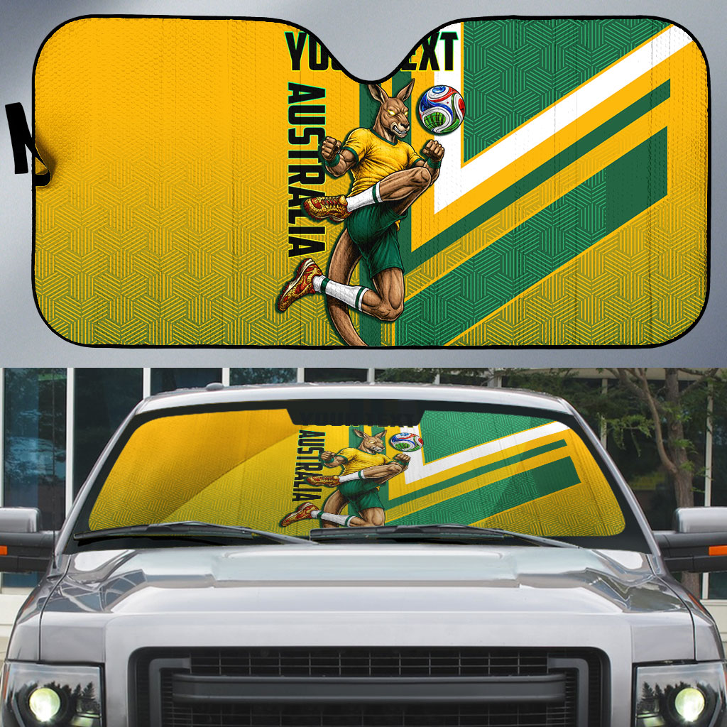 Personalized Australia Soccer Kangaroo Auto Sun Shade Australia Flag Athletic Mascot Boxing Kangaroo