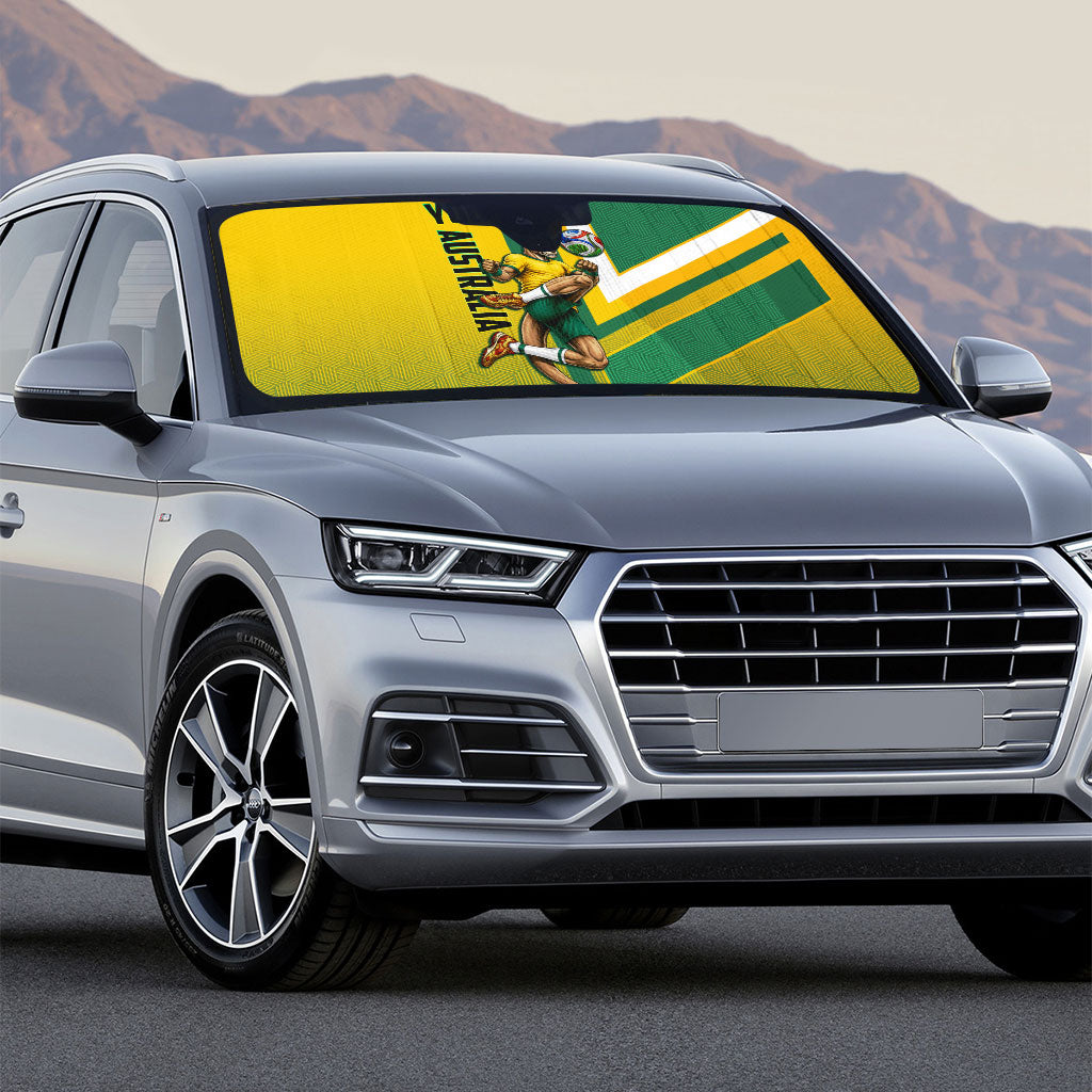 Personalized Australia Soccer Kangaroo Auto Sun Shade Australia Flag Athletic Mascot Boxing Kangaroo