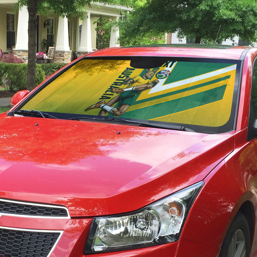 Personalized Australia Soccer Kangaroo Auto Sun Shade Australia Flag Athletic Mascot Boxing Kangaroo