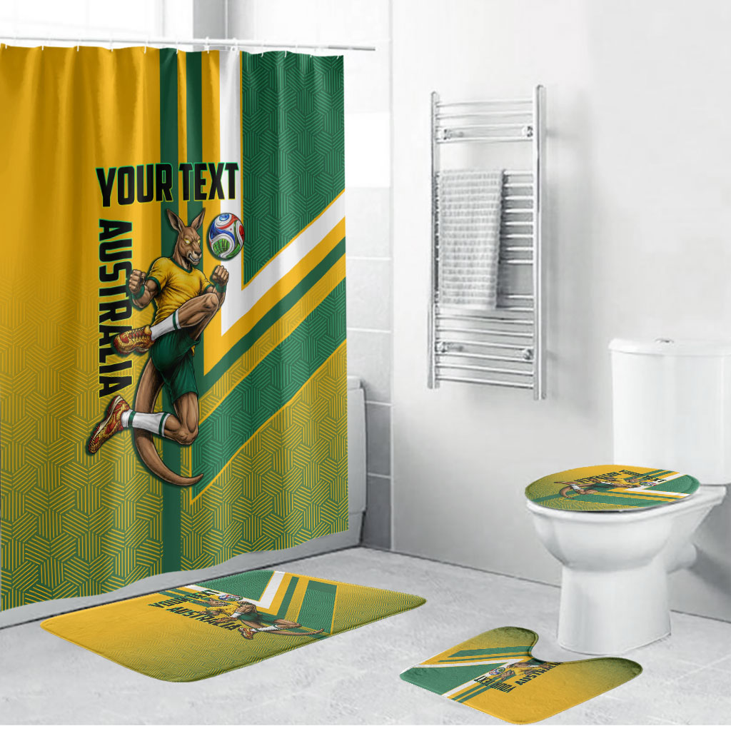 Personalized Australia Soccer Kangaroo Bathroom Set Australia Flag Athletic Mascot Boxing Kangaroo