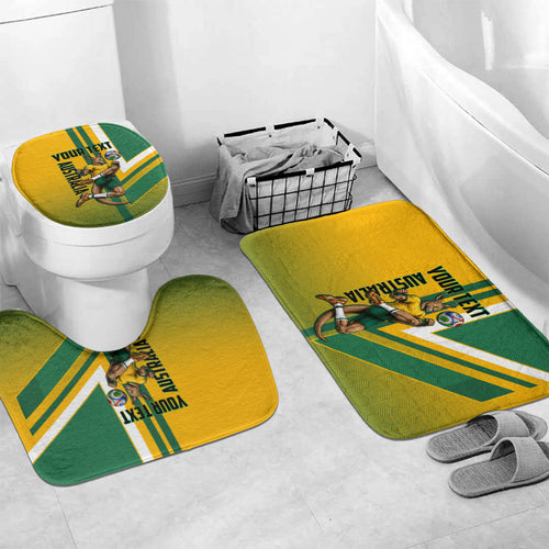 Personalized Australia Soccer Kangaroo Bathroom Set Australia Flag Athletic Mascot Boxing Kangaroo