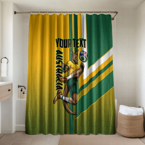 Personalized Australia Soccer Kangaroo Bathroom Set Australia Flag Athletic Mascot Boxing Kangaroo