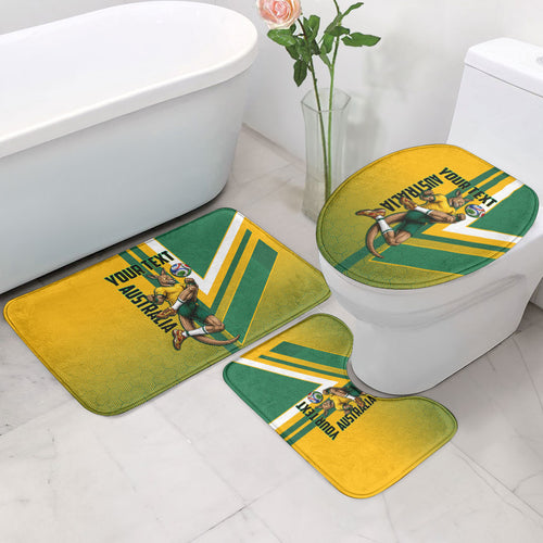 Personalized Australia Soccer Kangaroo Bathroom Set Australia Flag Athletic Mascot Boxing Kangaroo