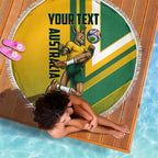 Personalized Australia Soccer Kangaroo Beach Blanket Australia Flag Athletic Mascot Boxing Kangaroo