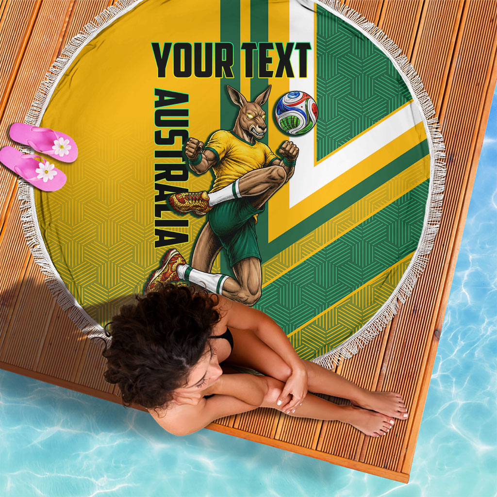 Personalized Australia Soccer Kangaroo Beach Blanket Australia Flag Athletic Mascot Boxing Kangaroo