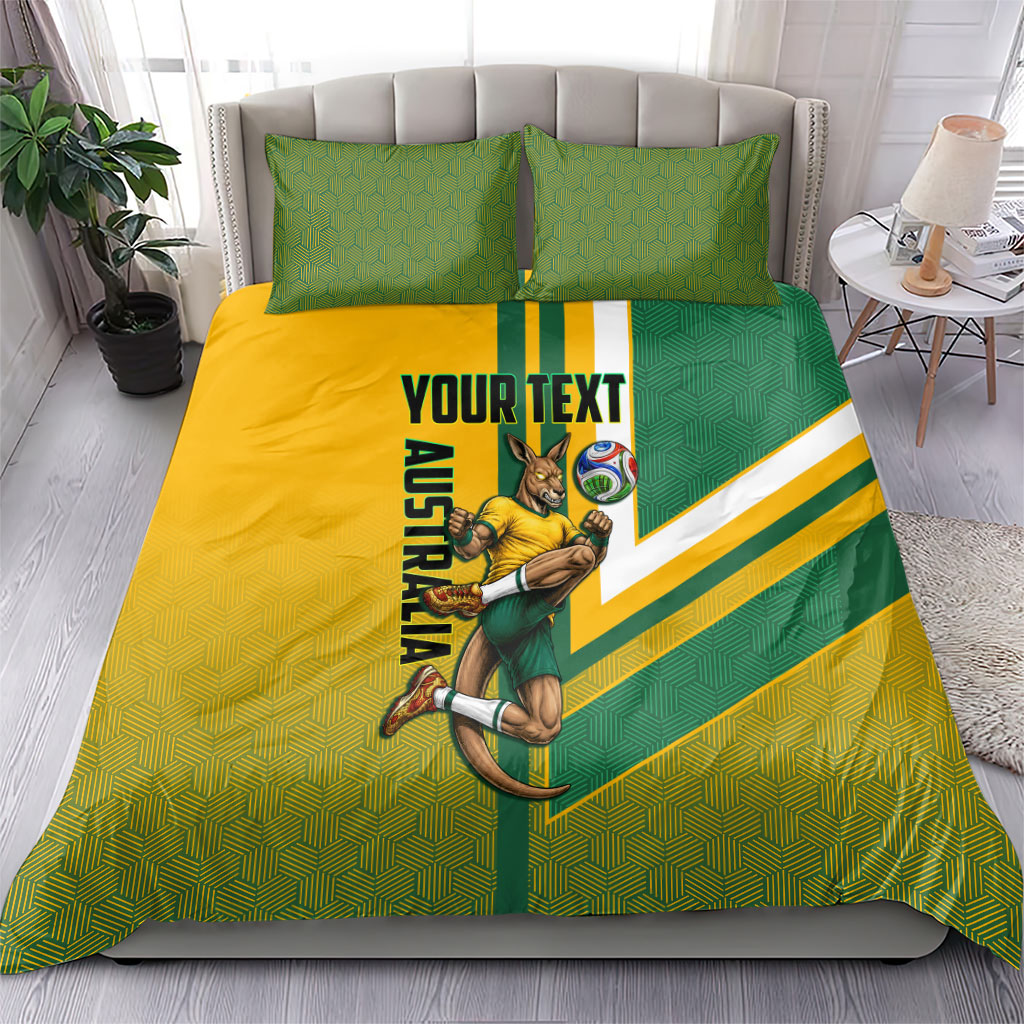 Personalized Australia Soccer Kangaroo Bedding Set Australia Flag Athletic Mascot Boxing Kangaroo