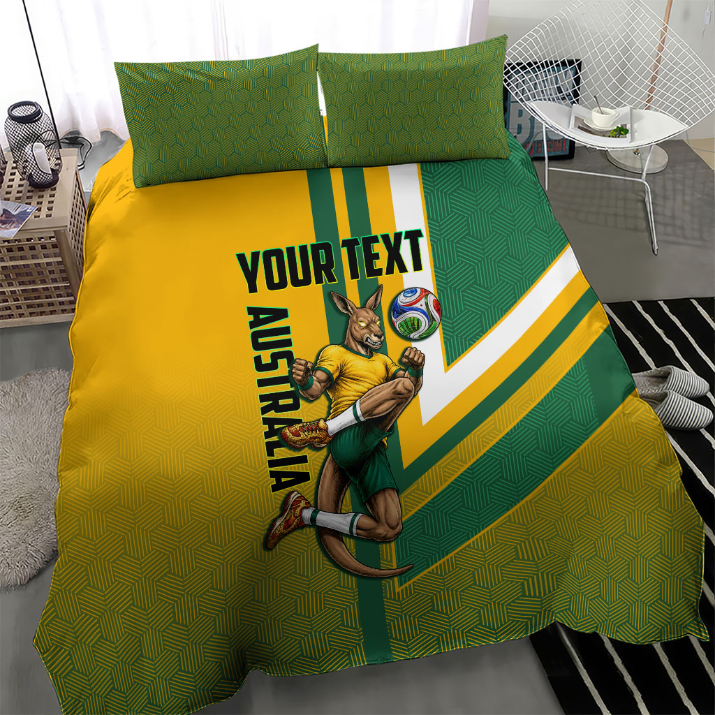 Personalized Australia Soccer Kangaroo Bedding Set Australia Flag Athletic Mascot Boxing Kangaroo