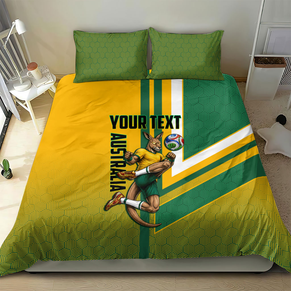 Personalized Australia Soccer Kangaroo Bedding Set Australia Flag Athletic Mascot Boxing Kangaroo