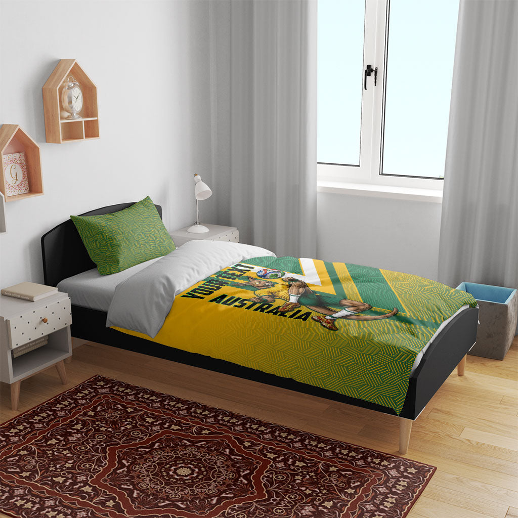 Personalized Australia Soccer Kangaroo Bedding Set Australia Flag Athletic Mascot Boxing Kangaroo