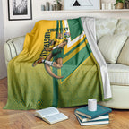 Personalized Australia Soccer Kangaroo Blanket Australia Flag Athletic Mascot Boxing Kangaroo