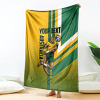 Personalized Australia Soccer Kangaroo Blanket Australia Flag Athletic Mascot Boxing Kangaroo
